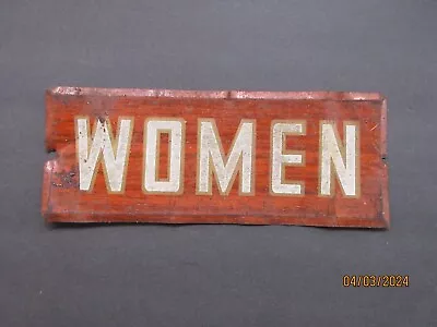 Vintage Metal Tin Women Bathroom Door Sign • $17.50