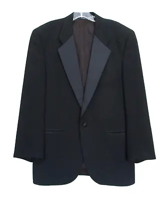 Vtg Halston Tuxedo Jacket Blazer Size 42R Men Black Single Breasted One Button • $55.99