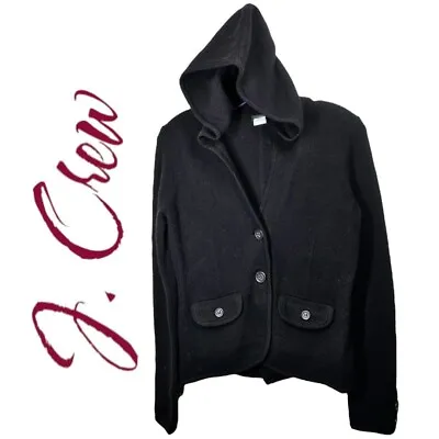 J. CREW Black Cardigan Sweater Hoodie Wool Cashmere Size Small • $49