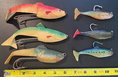 Vintage Lot Of Six Rubber Fishing Lures Two Marked Vifif French Made • $20.95