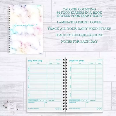 £7.45 • Buy Food Diary Calorie Counting A5 12 Weeks 84 Food Diaries In A Book Diet Diary