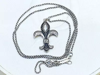 THOMAS SABO Unisex Black CZ Fleur-de-lis 30 X 20mm Pendant & 50cm Chain RRP$269 • $159