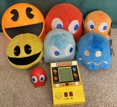 PAC-MAN & Ghosts Plush Soft Toys + Light + Handheld Arcade Game & Squishy Bundle • £69.99