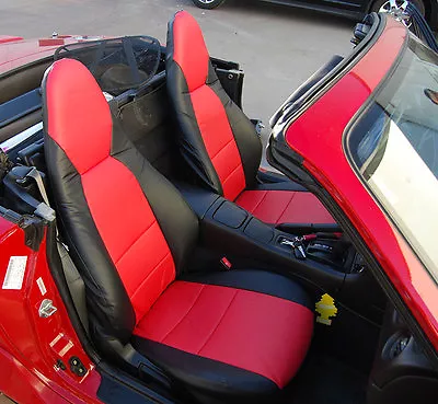 Mazda Miata 2001-2005 Black/red Leather-like Custom Made Fit Front Seat Covers • $179