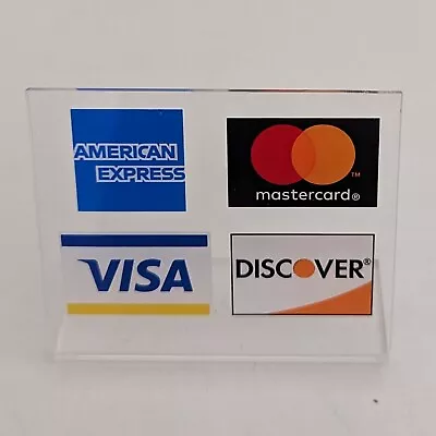 Acrylic Countertop Credit Card Sign Visa Mastercard Discover Am Express NEW • $9.99