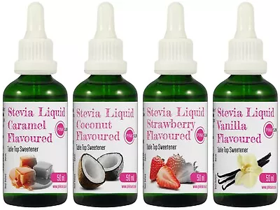 PINK SUN Stevia Liquid Drops 50ml In 4 Flavours Sweetener Diabetic Sugar Free • £7.25