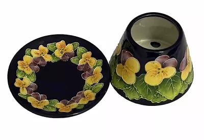 J McCall 2004 Blue Sky Pansy Candle Shade & Plate Icing On The Cake Collection • $24.99