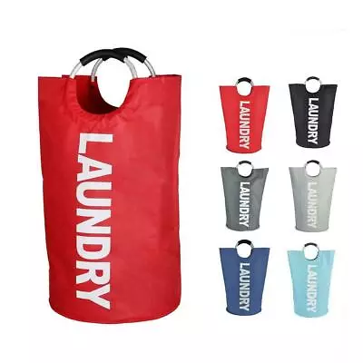 Foldable Laundry Basket Washing Bin With Handles Collapsible Storage Clothes Bag • £10.99