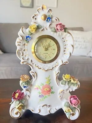 Antique DRESDEN Mercedes Porcelain Made In Germany Wind Up Table Mantel Clock • $150