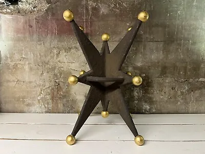 ITALIAN BRUTALIST STARBURST TABLE Gold Ball Ends 1970s Vintage MCM Resin Console • $2999.99