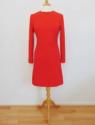 Vintage 60s Red Crimplene Mod Scooter Shift Dress UK 10 • £10