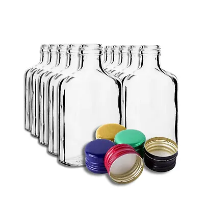 100ml Glass Reusable Flask Bottles With Colour Screw Caps 10 Pcs - Home Brewing • £11.19