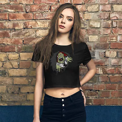 Flesh Eating Zombie Ripping Through Chest Horror Women’s Crop Tee • £27.36