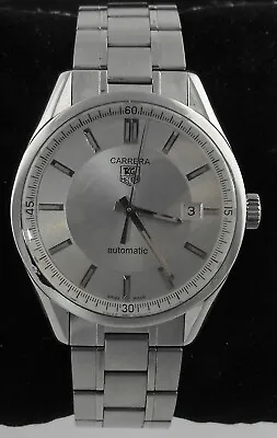 Tag Heuer Carrera Silver Calibre 5 Steel Automatic Watch 39MM Date WV211A Box • $1295