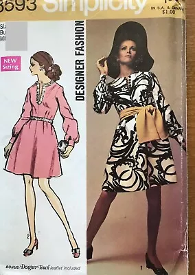 Dress Size 16 UNCUT Sewing Pattern S8593 Vintage 70s NO Envelope • $6.99