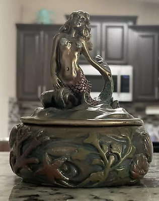 Mermaid Trinket Box Art Nouveau Bronze Look  Ocean Reef Summit Collection • $19.99