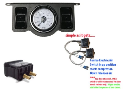$74.69 • Buy V 2 Air Ride Suspension Manual Paddle Valves W/ 150 PSI Dual Needle Gauge