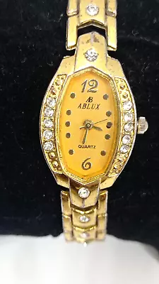 Vintage AB ABLUX Women's Watch Gold Quartz Deco Analog Alloy StanlessSteel Rare • $120