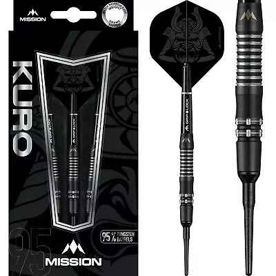 Mission Soft Tip Kuro Darts Set Black Titanium 19g 20g 21g 22g 23g Grams Softip • $81.84