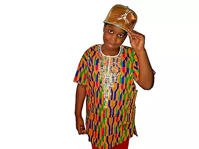 Boys Embroidered Kente African Shirt For Ages 10-13yrs • £15