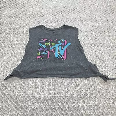 RK Tank Top Womens Medium Gray Sleeveless Cropped MTV Retro 80's 90's Tie Hips • £8.24