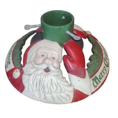 Vintage Cast Iron Christmas Tree Holder STAND Christmas Santa Face Heavy Rare • $369