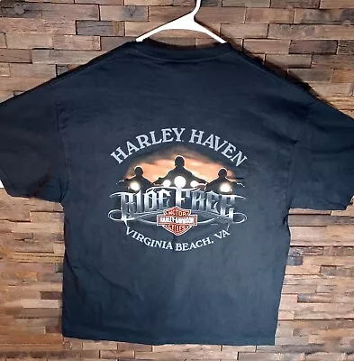 $19.95 • Buy Harley Davidson -VA Beach- Black Graphic Motorcycle T Shirt Men's XL NWT