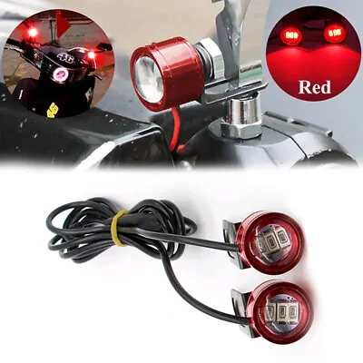 2x Universal Motorcycle Rearview Mirror Eagle Eye 3 LED Flash Lights Accessories • $6.95