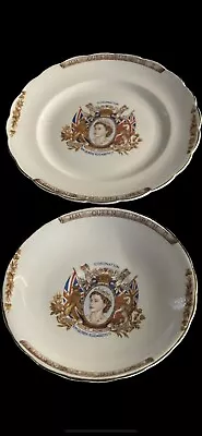 Queen Elizabeth II Coronation 1953 Victoria Bone China Plate & Saucer England • $26.80