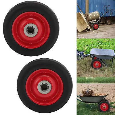 2pcs 6  Solid Rubber Sack Truck Wheel Tyre Heavy Duty Wheel Trolley 16mm Bearing • £15.09