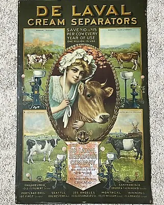 VINTAGE ORIGINAL DE LAVAL CREAM SEPARATOR METAL SIGN 20  X 31  • $425