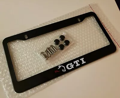 VW GTI RABBIT Fast BLACK Stainless License Plate Frame + Screw Caps • $25.99