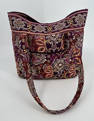 Vera Bradley Very Berry Paisley Floral Pink Button Quilted Tote Traveler Bag • $42.50