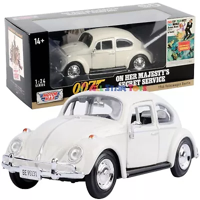 1966 Volkswagen Beetle White James Bond 007 1/24 Diecast Model By Motormax 79854 • $23.90