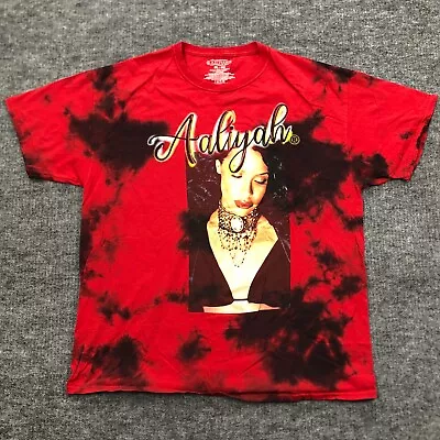 Aaliyah Shirt Men XL Red Black Tee Rap Hip Hop Band Tour Concert Tie Dye Retro  • $12.52