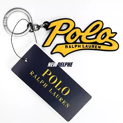 NWT Polo Ralph Lauren Signature Polo Key Chain Key Ring Key Fob Navy/Yellow  • $32