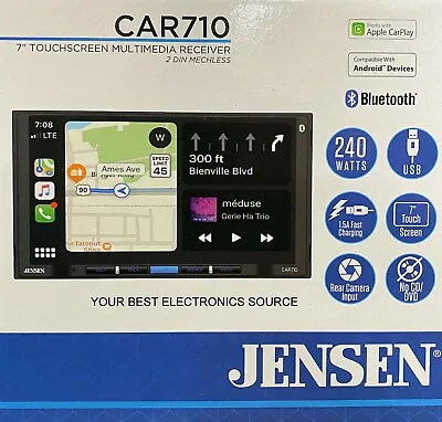 NEW Jensen CAR710 2-DIN Digital Media Car Stereo Apple CarPlay & Android Auto • $159.80