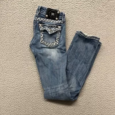 Miss Me Jeans Womens 26 Bootcut Denim Distressed Low Rise Womens 26 X 32 • $24.88