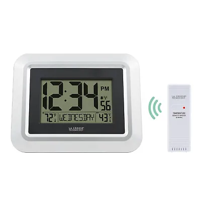 513-1918S La Crosse Technology Atomic Digital Wall Clock OUT Temperature TX191 • $29.95