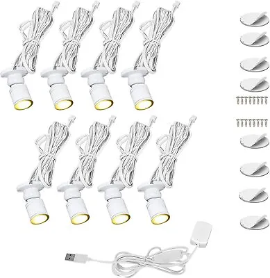8 X 1W Mini Spot Lights With Dimmer Rotatable LED Spotlight Jewelry Cabinet Wall • $38