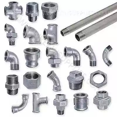 Galvanised Malleable Iron Pipe Fittings Bsp 1/8  - 4  Galv - Pneumatic 1/4  1/2  • £25