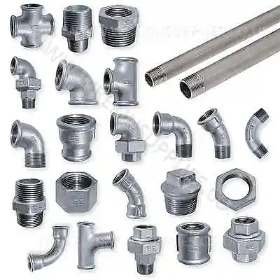 Galvanised Malleable Iron Pipe Fittings Bsp 1/8  - 4   Galv  - Wrekin Pneumatics • £96