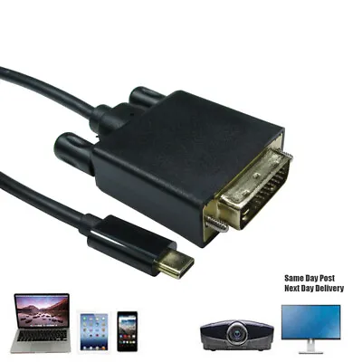 USB C 3.1 To DVI Cable 4K Video Lead For Mobile Tablet PC Laptop To TV HDTV LCD • £18.89