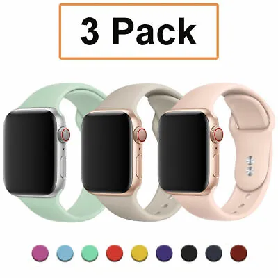 $12.09 • Buy 3 Pack Silicone Sport Band Strap For Apple Watch 38 40 42 44mm 6 5 4 1 IWatch SE