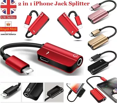 For IPhone IOS 7 8 X 11 12 To 3.5mm Headphone Jack Audio AUX Splitter Adapter • £3.60