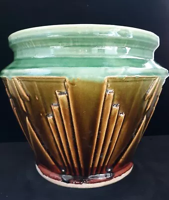 McCoy Blended Glaze Art Deco Green Brown Jardiniere Planter • $39.95