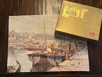 Vintage VICTORY Wooden Jigsaw Puzzle  EVENING AT LOOE (OUTDOOR) • $60