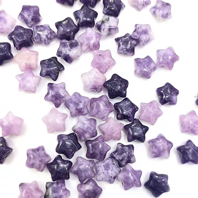 100pcs 10mm Natural Purple Lepidolite Stone Star Loose Beads DIY Jewelry Making • $29.44