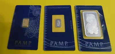 3 Pamp Suisse Lady Fortuna Bullion Bars 1 Oz Silver  1 Gram Each Gold & Platinum • $210.50