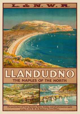 Vintage Railway Poster LLandudno N. Wales Coast Seaside Train Ad ART PRINT A3 A4 • £5.99
